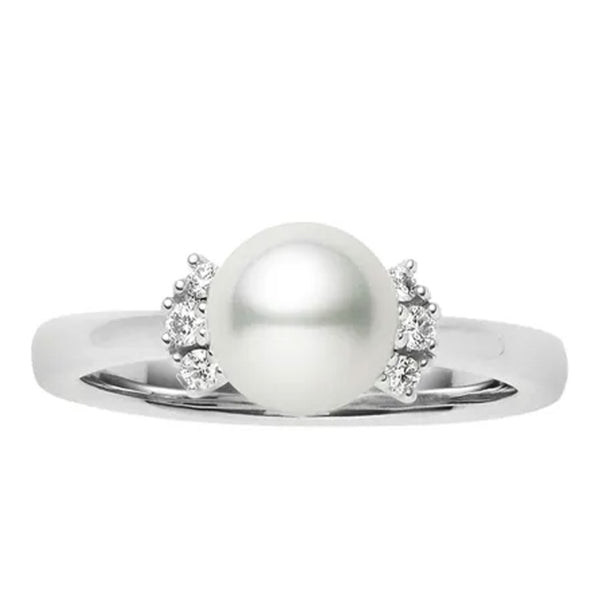 Mikimoto 18ct White Gold Pearl And Diamond Ring - Berry's Jewellers