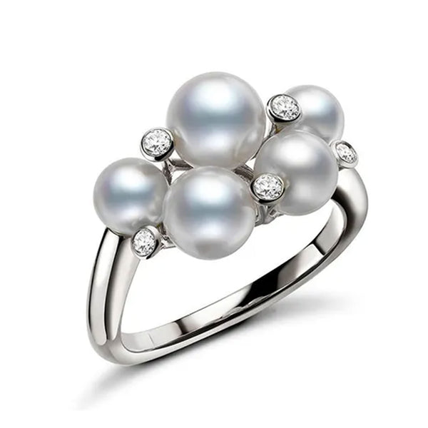 Mikimoto 18ct White Gold Bubble Pearl & Diamond Ring - Berry's Jewellers