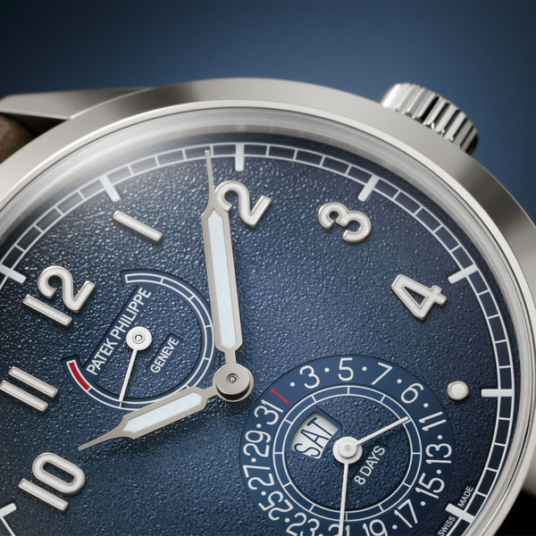 Calatrava 8-Day 41mm 18ct White Gold Blue Dial Mens Watch