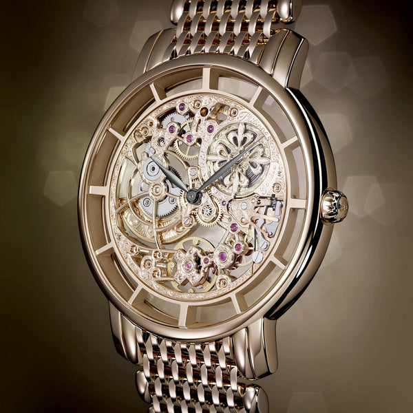 Complications Skeleton Hand-Engraved Decoration 18ct Rose Gold Watch
