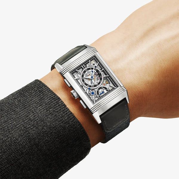 Reverso Tribute Chronograph Mens Blue Dial Strap Watch