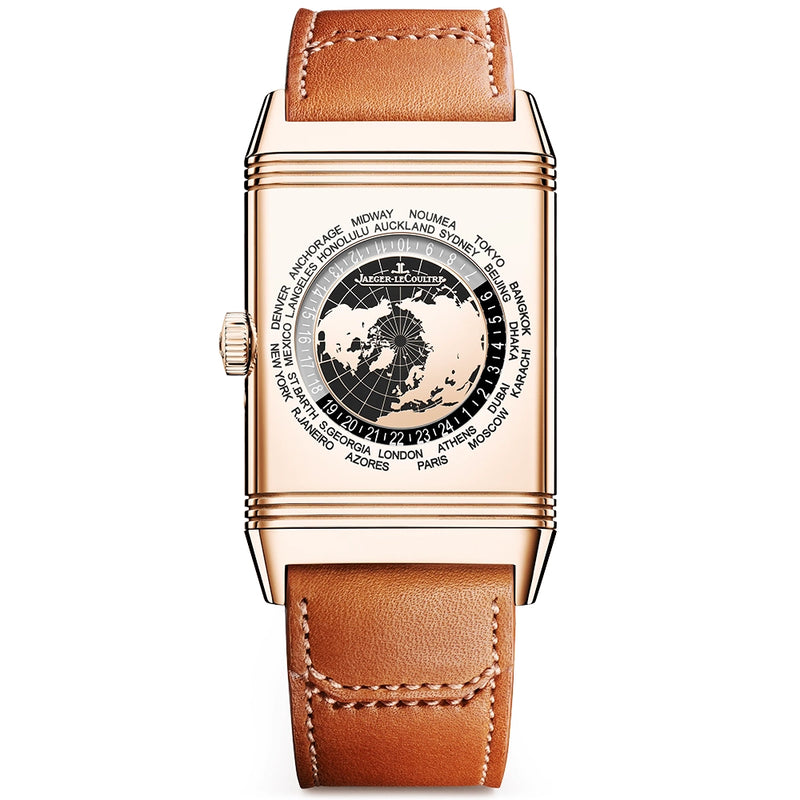 Jaeger-LeCoultre Reverso Tribute Geographic 18ct Pink Gold Mens Strap Watch - Berry's Jewellers