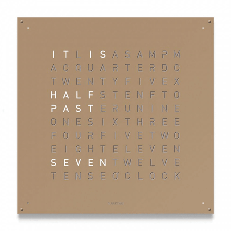 QLOCKTWO EARTH 90cm Stainless Steel Hazelnut Wall Clock - Berry's Jewellers