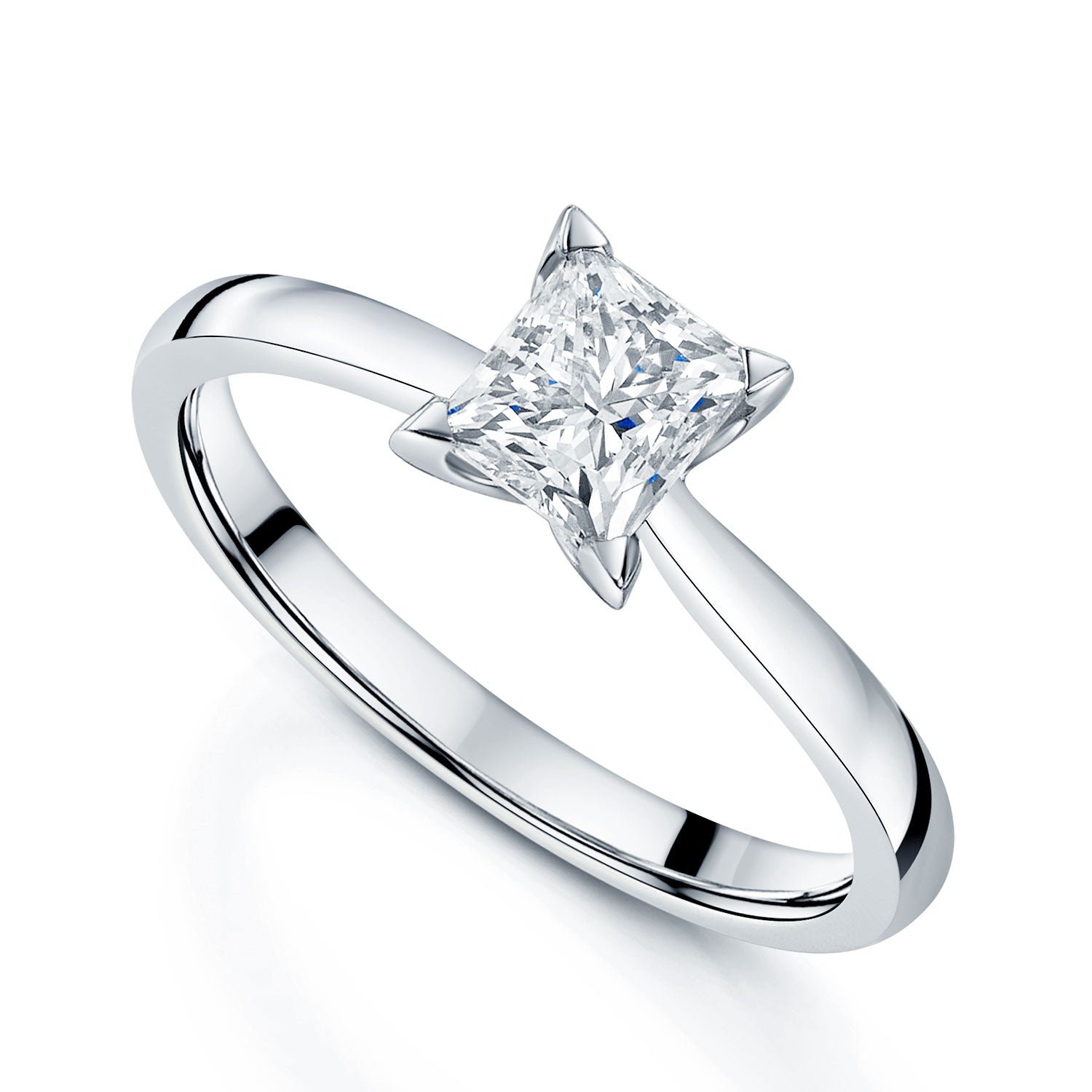 Berry's Platinum Princess Cut Four Claw Solitaire Engagement Ring - Berry's Jewellers