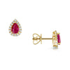 Berry's 18ct Yellow Gold Pear Shaped Ruby And Diamond Halo Earrings - Berry's Jewellers