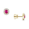 Berry's 18ct Yellow Gold Ruby And Diamond Halo Stud Earrings - Berry's Jewellers
