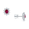 Berry's 18ct White Gold Oval Ruby And Diamond Cluster Earrings - Berry's Jewellers