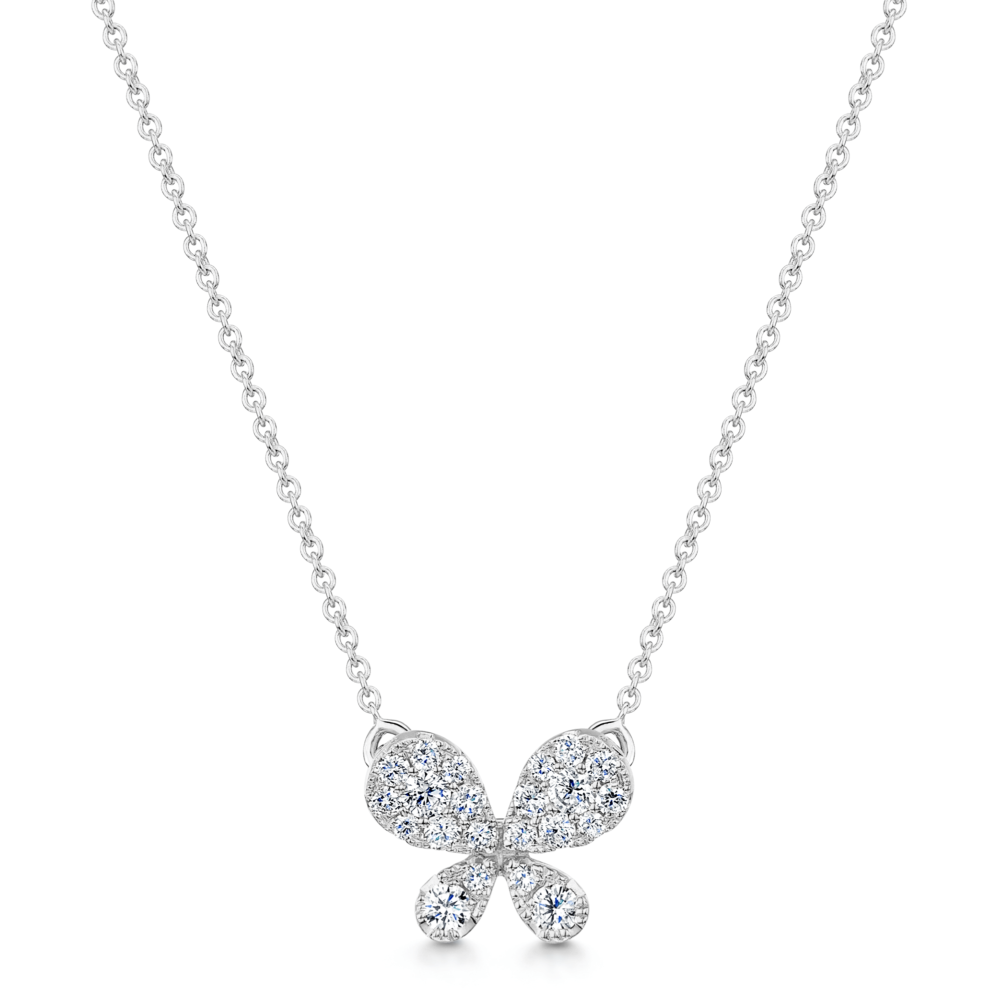 18ct White Gold Pave Set Diamond Butterfly Pendant
