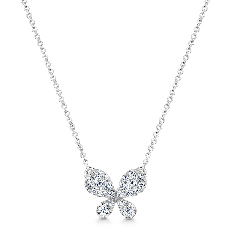 18ct White Gold Pave Set Diamond Butterfly Pendant