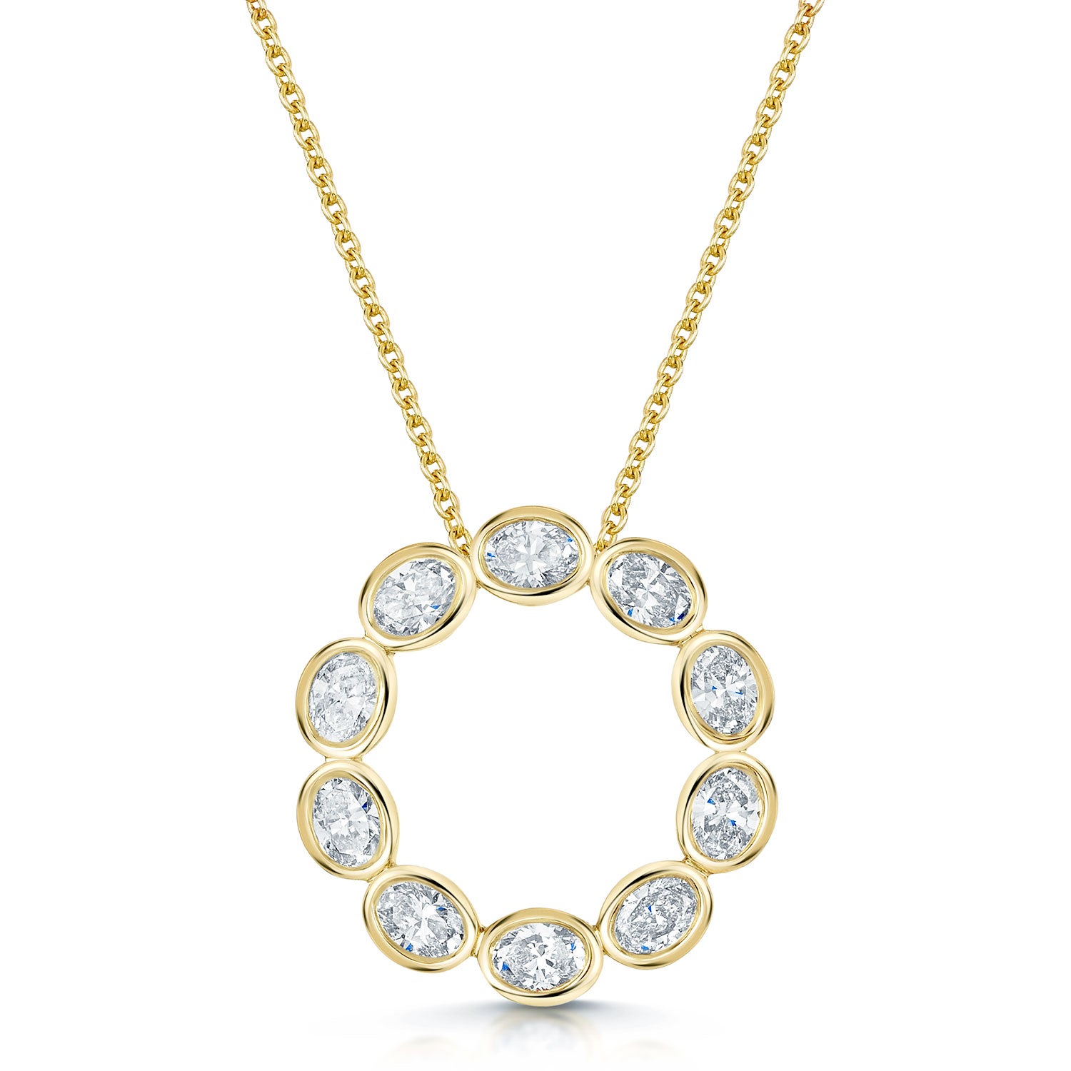 Berry's 18ct Yellow Gold Oval Cut  Diamond Circle Pendant - Berry's Jewellers