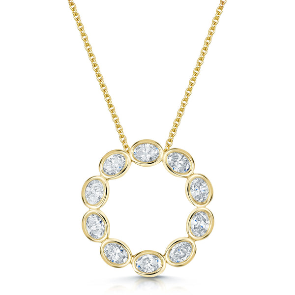 Berry's 18ct Yellow Gold Oval Cut  Diamond Circle Pendant - Berry's Jewellers