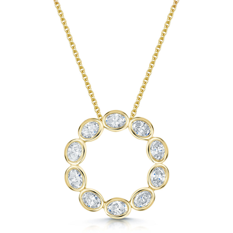 Berry's 18ct Yellow Gold Oval Cut  Diamond Circle Pendant - Berry's Jewellers