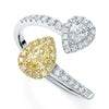 18ct White and Yellow Gold Toi et Moi Pear Cut Yellow and White Diamond Dress Ring