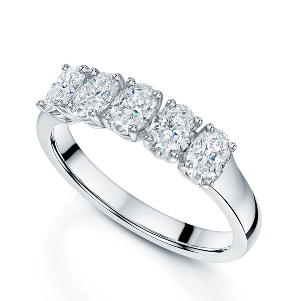 Berry's Platinum Oval Cut Diamond Five Stone Eternity Ring - Berry's Jewellers