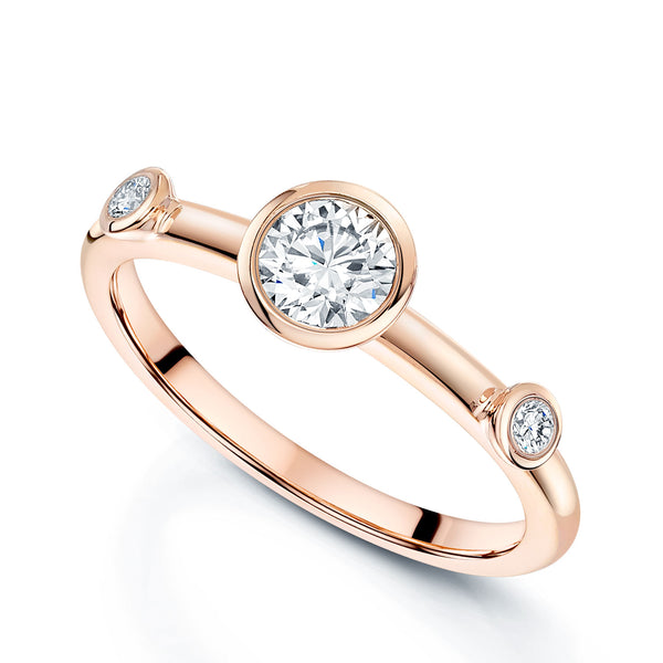 Berry's 18ct Rose Gold Round Brilliant Cut Diamond Three Stacker Ring - Berry's Jewellers