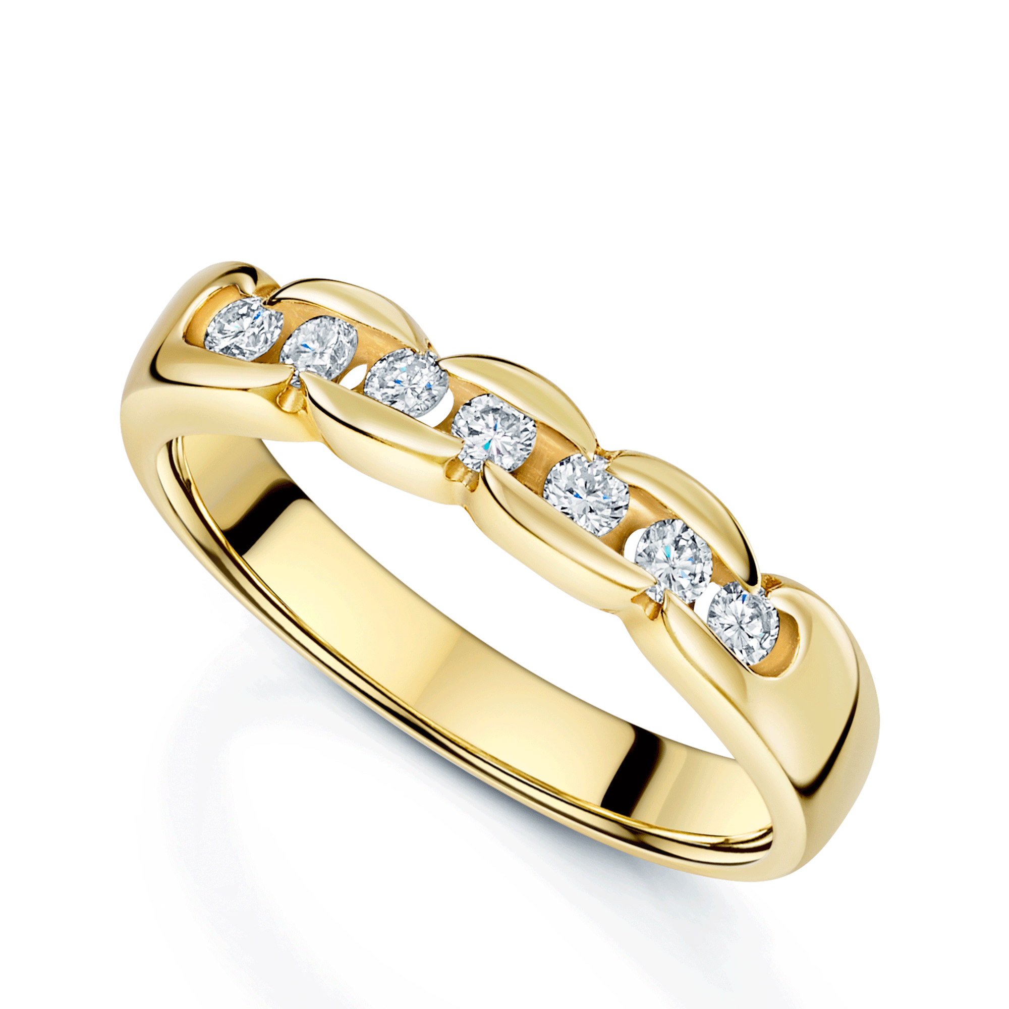 18ct Yellow Gold Brilliant Cut Diamond Seven Stone Eternity Ring