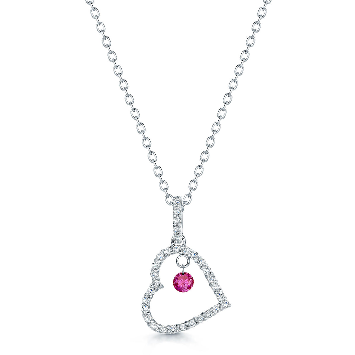 18ct White Gold Open Heart Diamond Pendant