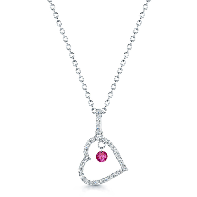 18ct White Gold Open Heart Diamond Pendant