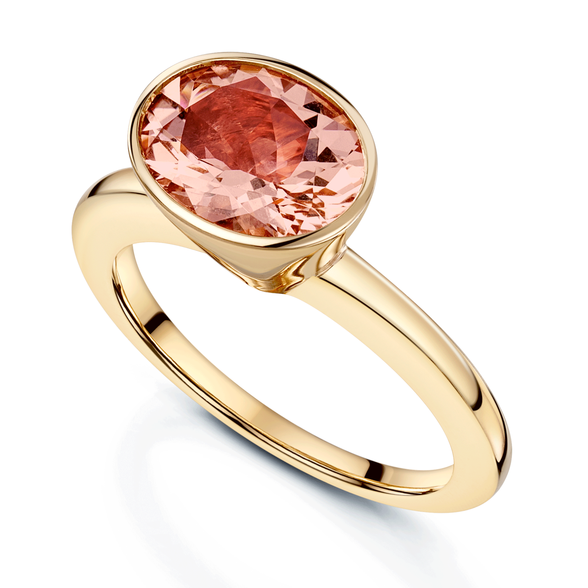 18ct Rose Gold Oval Faceted Morganite Ring