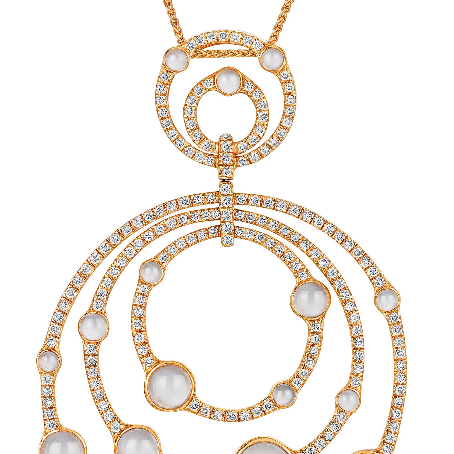Berry's 18ct Rose Gold Moonstone & Diamond Large Triple Circle Pendant - Berry's Jewellers