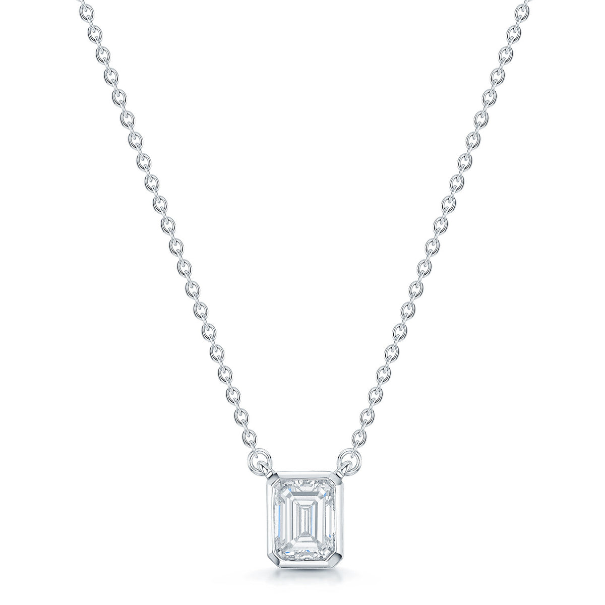 Berry's 18ct White Gold Emerald Cut Solitaire Pendant - Berry's Jewellers