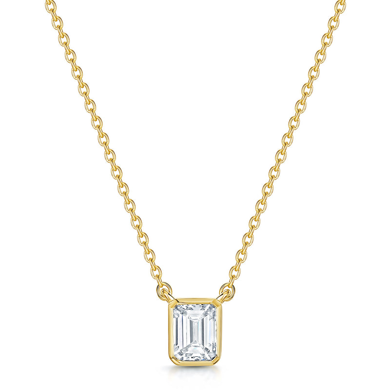 Berry's 18ct Yellow Gold Emerald Cut Diamond 0.80ct Rub Over Pendant - Berry's Jewellers