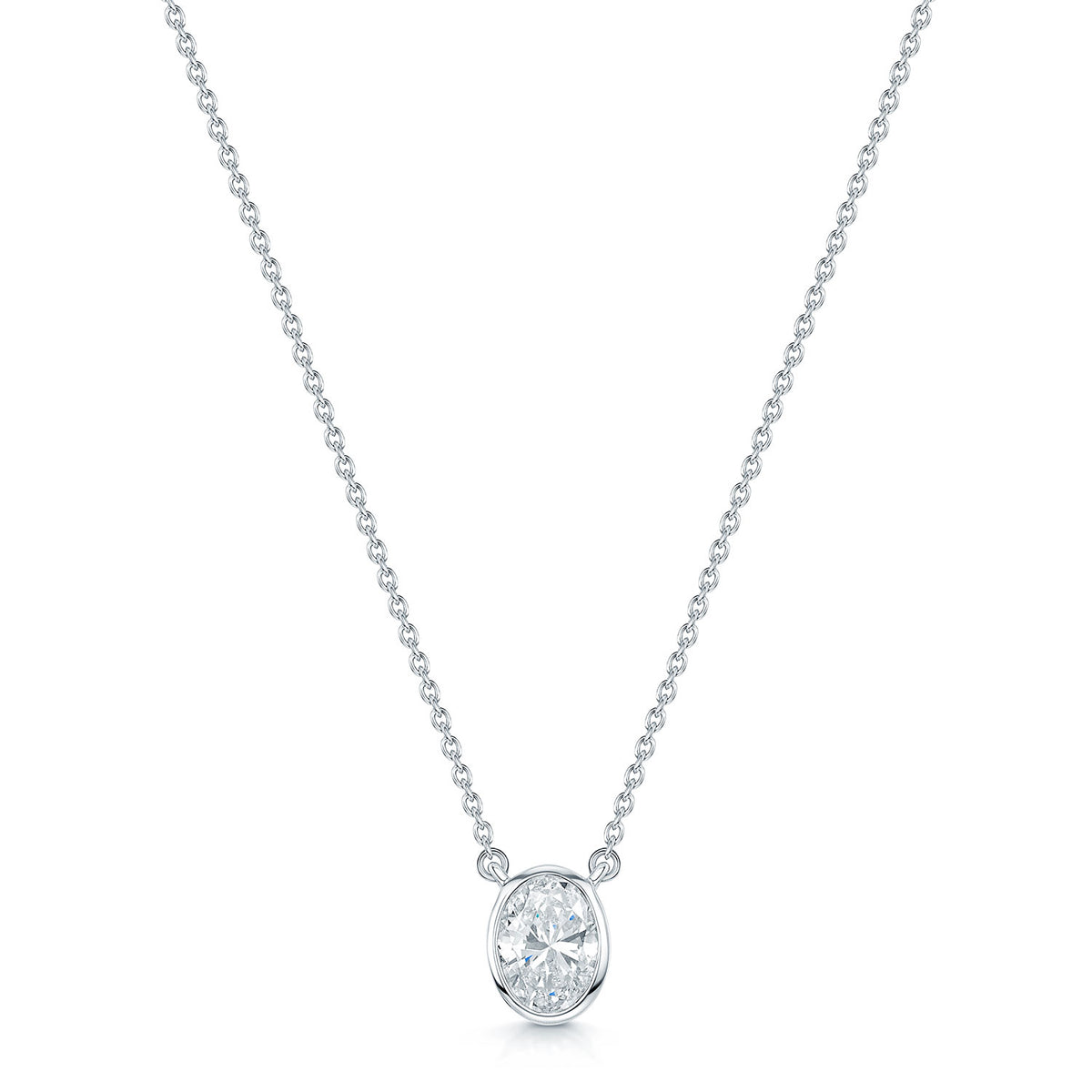 Berry's 18ct White Gold Oval Cut Solitaire Pendant - Berry's Jewellers