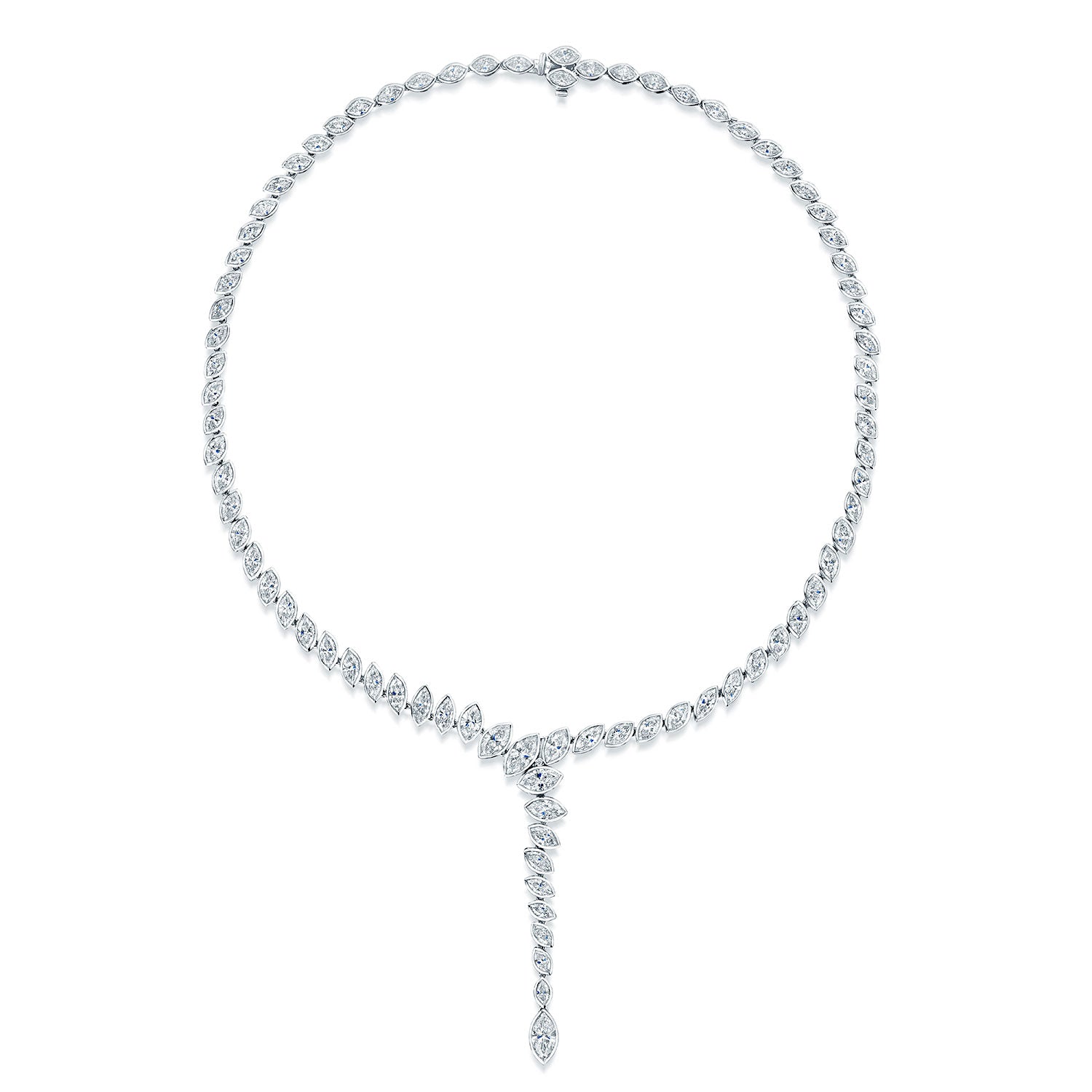 18ct White Gold Marquise Cut Diamond Drop Collarette