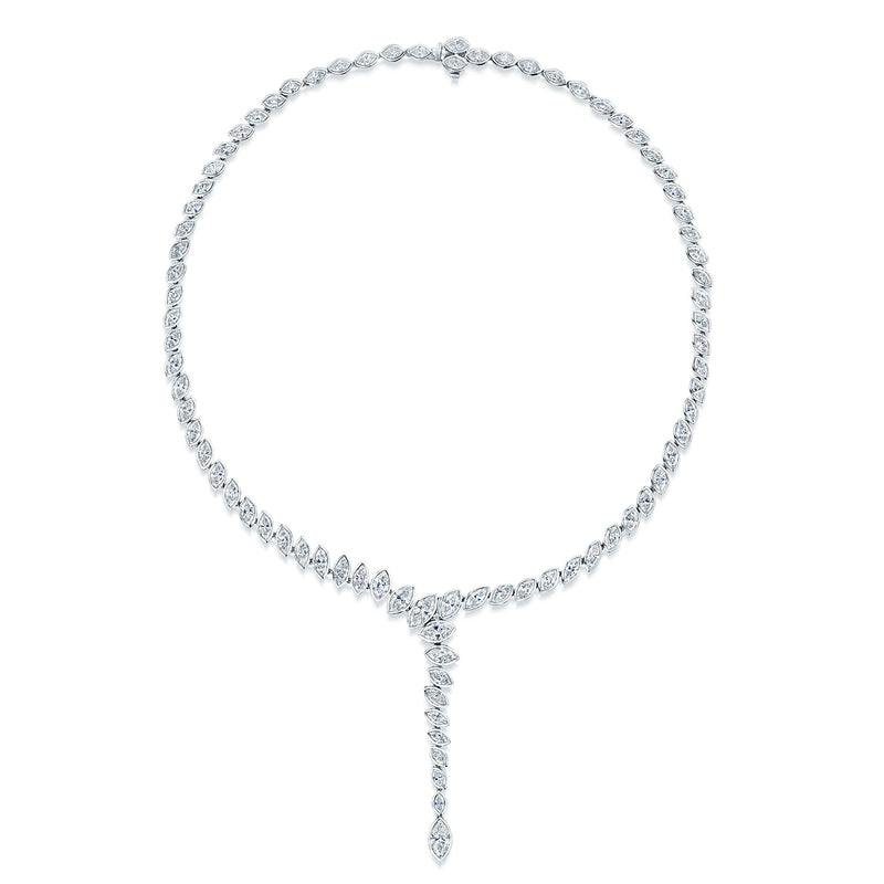 18ct White Gold Marquise Cut Diamond Drop Collarette