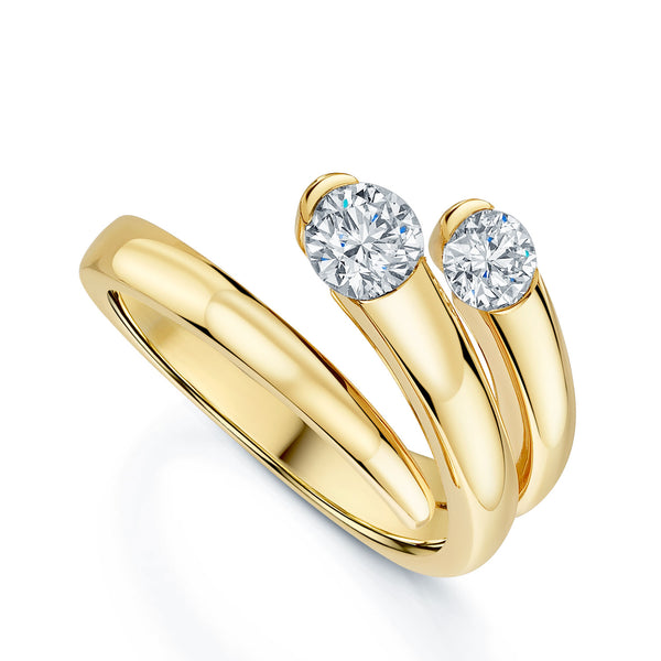 Berry's 18ct Yellow Gold Round Brilliant Twist Shaped Dress Ring - Berry's Jewellers
