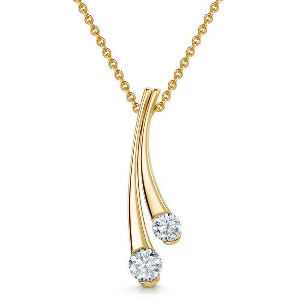 Berry's 18ct Yellow Gold Round Brilliant Cut Diamond Twist Pendant - Berry's Jewellers