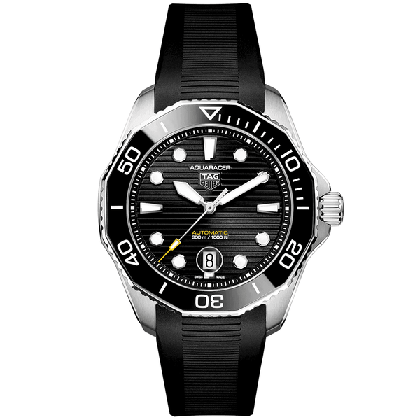 TAG Heuer Aquaracer 43mm Black Dial & Ceramic Bezel Men's Automatic Strap Watch - Berry's Jewellers