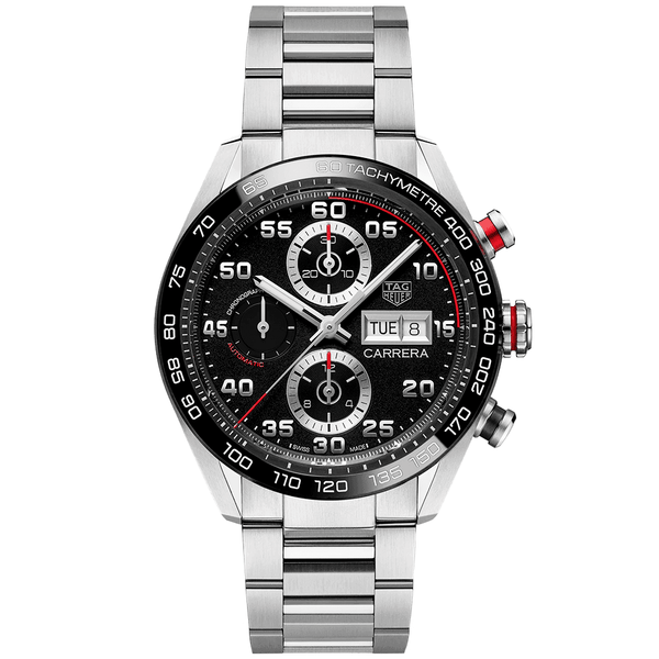 TAG Heuer Carrera 44mm Black Dial Automatic Chronograph Bracelet Watch - Berry's Jewellers