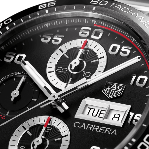 TAG Heuer Carrera 44mm Black Dial Automatic Chronograph Bracelet Watch - Berry's Jewellers