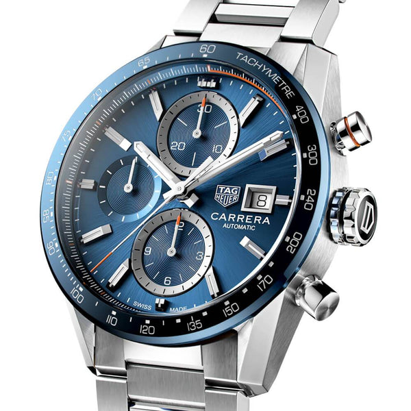 TAG Heuer Carrera Chronograph 41mm Blue Dial Men's Automatic Bracelet Watch - Berry's Jewellers