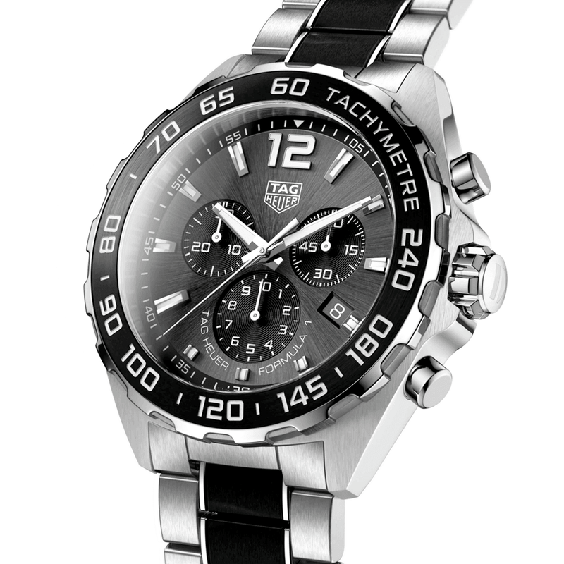 TAG Heuer Formula 1 43mm Anthracite/Black Dial Quartz Chronograph Watch - Berry's Jewellers
