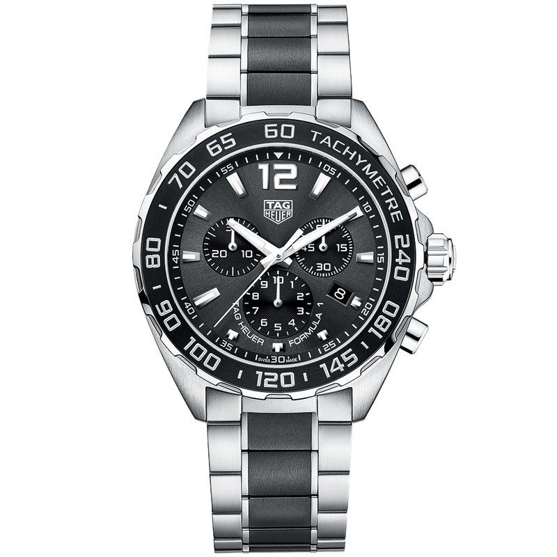 TAG Heuer Formula 1 43mm Anthracite/Black Dial Quartz Chronograph Watch - Berry's Jewellers