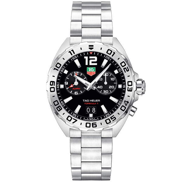 TAG Heuer Formula One Alarm Steel Black Dial Men's Bracelet Watch - Berry's Jewellers