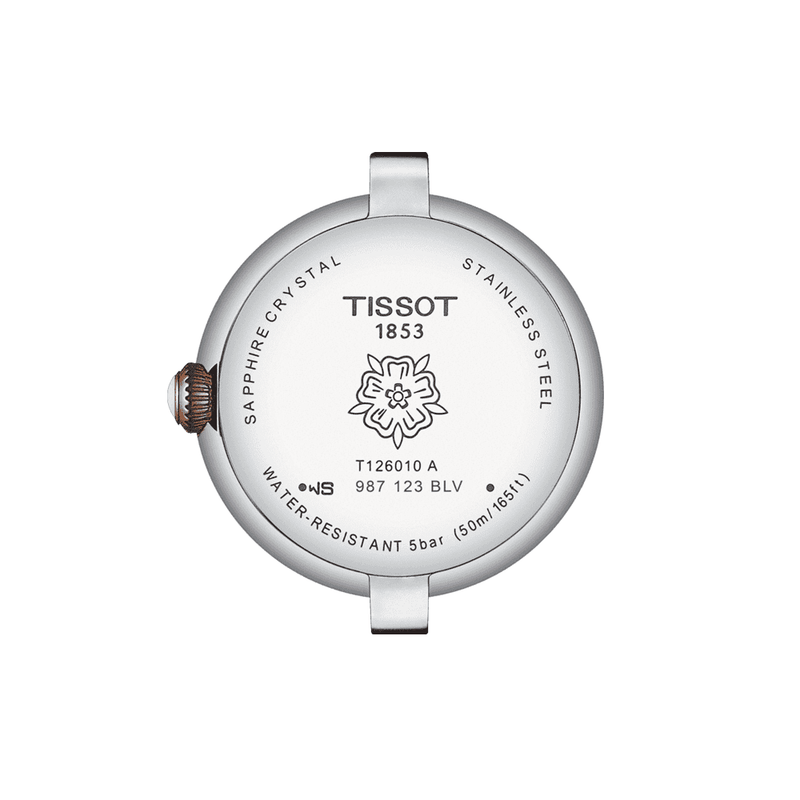 Tissot Bellissima Small Lady 26mm White Dial Quartz Steel and Rose PVD Bracelet Watch - Berry's Jewellers