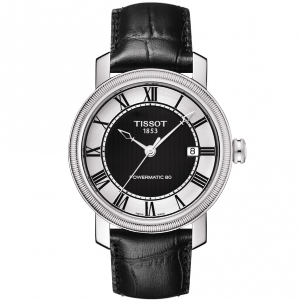 Black Roman Dial Leather Strap Watch - Berry's Jewellers