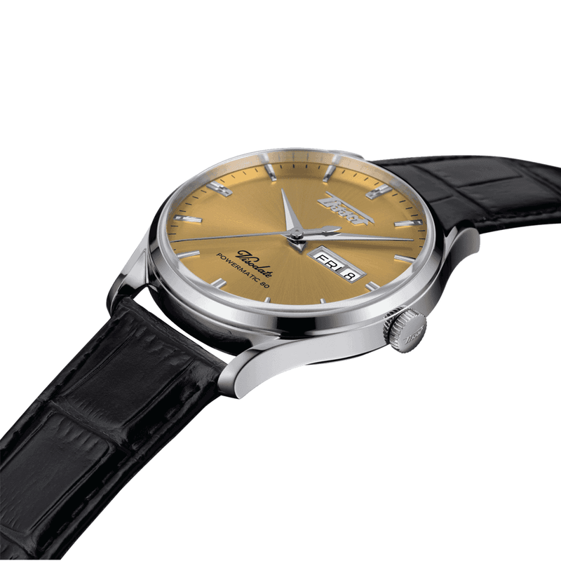 Tissot Heritage Visodate  42mm Gold Dial Powermatic 80 Steel  Strap Watch - Berry's Jewellers