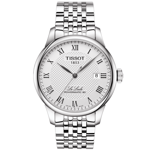 Tissot Le Locle 39mm Silver Guilloche Dial Automatic Bracelet Watch - Berry's Jewellers