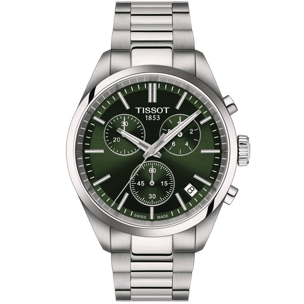 Tissot PR 100 40mm Green Dial Men's Chronograph Watch - Berry's Jewellers