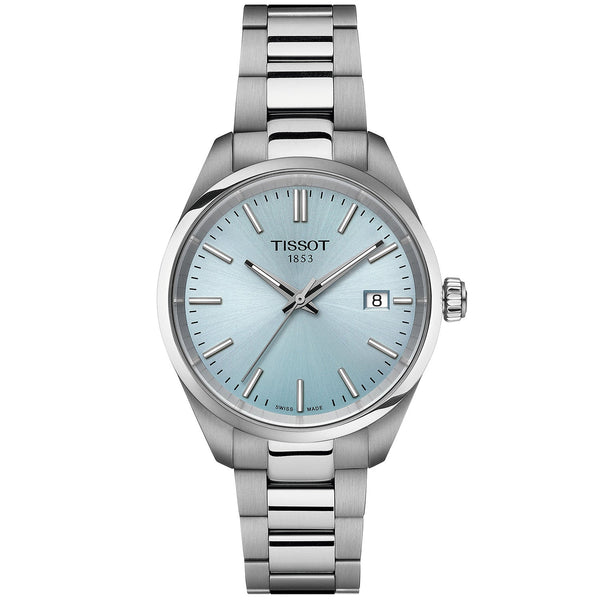 Tissot PR100 34mm Ice Blue Dial Steel Bracelet Quartz Watch - Berry's Jewellers