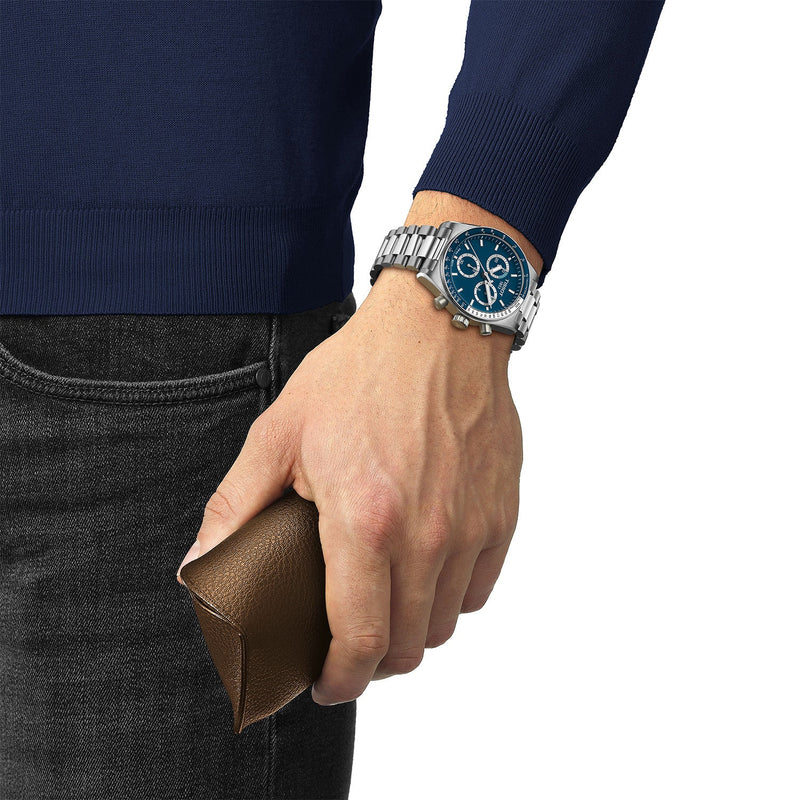 Tissot PR516 40mm Blue Dial Men's Steel Chronograph Watch - Berry's Jewellers