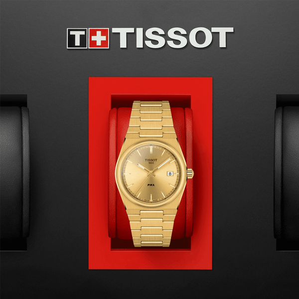Tissot PRX 35mm Yellow Gold PVD Quartz Bracelet Watch - Berry's Jewellers