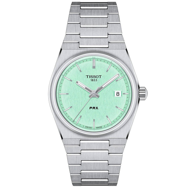 Tissot PRX Steel 35mm Mint Green Dial Quartz Ladies Bracelet  Watch - Berry's Jewellers