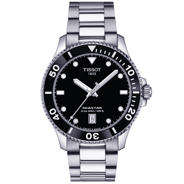 Tissot Seastar 1000 40mm Black Dial & Bezel Quartz Bracelet Watch - Berry's Jewellers