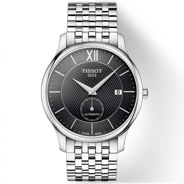 Tissot Tradition 40mm Black Dial Automatic Men's Bracelet Watch - Berry's Jewellers