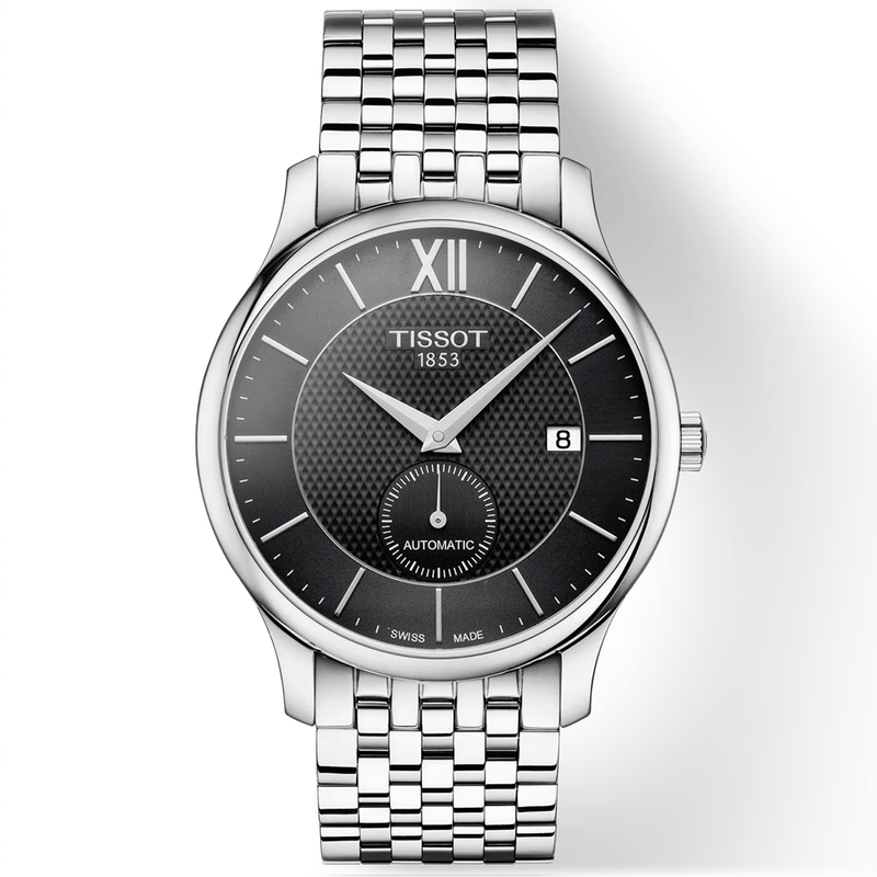 Tissot Tradition 40mm Black Dial Automatic Men's Bracelet Watch - Berry's Jewellers